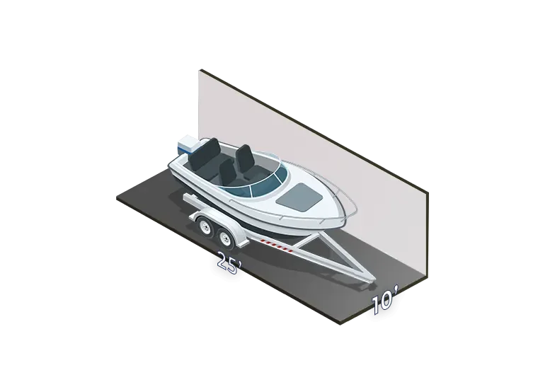 10x25 covered RV and boat parking space size diagram